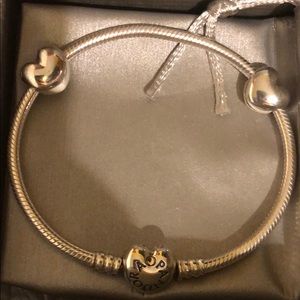 Authentic Pandora Heart Clasp Bracelet W/ Clips